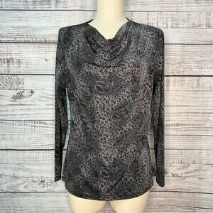 Y2K Cowl Neck Animal Print Rose‎ Whimsigoth Top Nexxen 2 XL